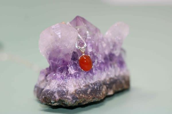 Dainty Sterling Silver Carnelian Necklace - Image 2
