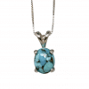 Sterling Silver Turquoise Necklace | Dainty Turquoise Gemstone Pendant