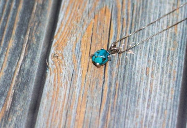 Sterling Silver Turquoise Necklace | Dainty Turquoise Gemstone Pendant - Image 6