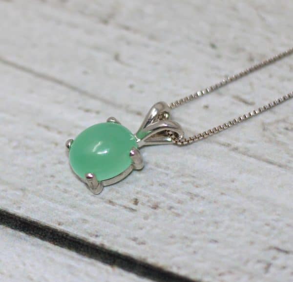 Green Jade Necklace | 925 Silver Dainty Gemstone Pendant
