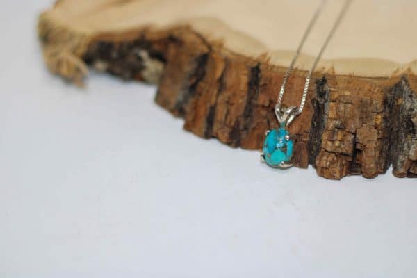 Sterling Silver Turquoise Necklace | Dainty Turquoise Gemstone Pendant - Image 2