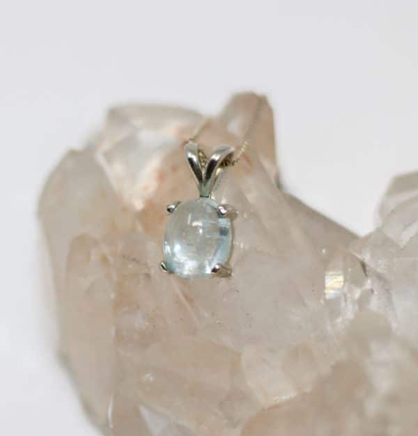 925 Silver Aquamarine Necklace | Dainty March Birthstone Necklace - Image 3