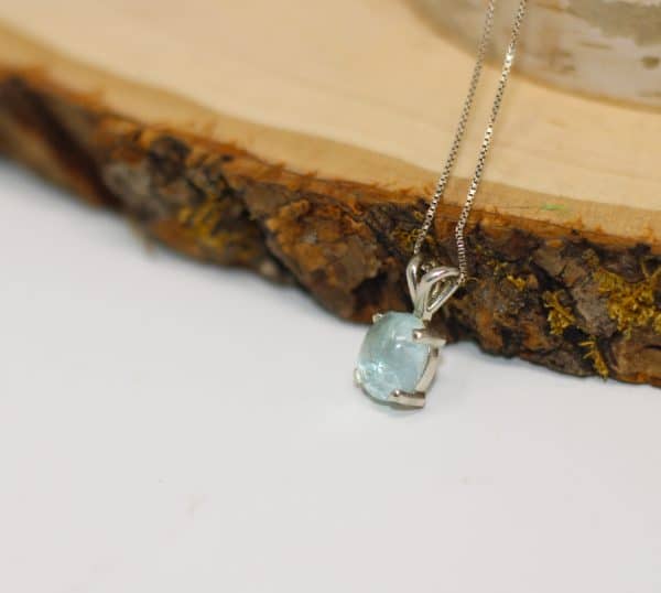925 Silver Aquamarine Necklace | Dainty March Birthstone Necklace - Image 4