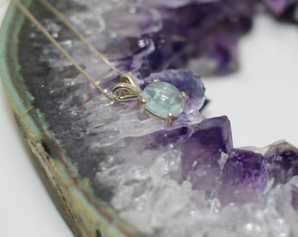 925 Silver Aquamarine Necklace | Dainty March Birthstone Necklace - Image 5