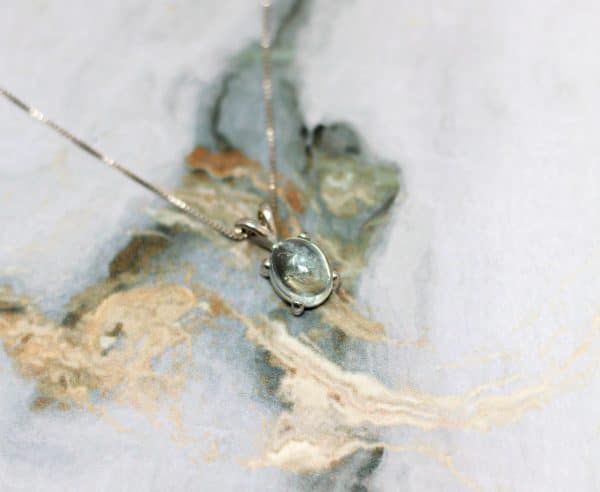 925 Silver Aquamarine Necklace | Dainty March Birthstone Necklace - Image 6