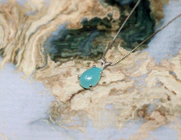 Tiny Aqua Blue Chalcedony Necklace |  March Birthstone Necklace - Image 5