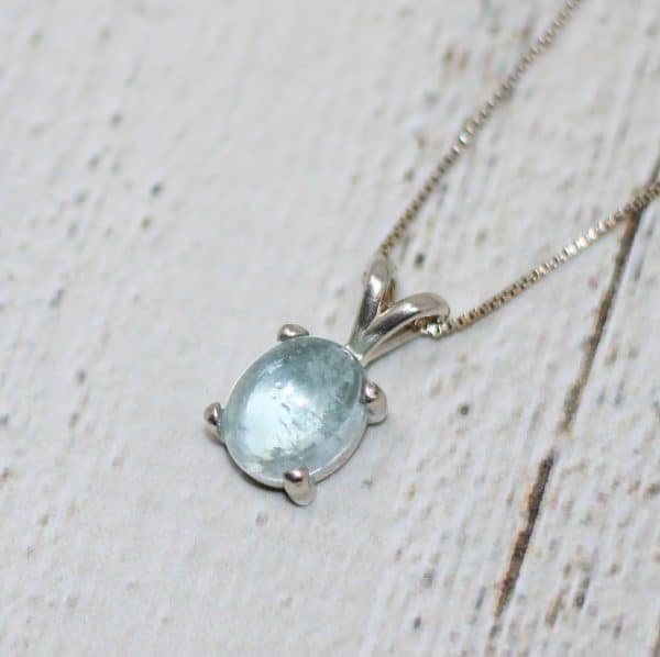 925 Silver Aquamarine Necklace | Dainty March Birthstone Necklace