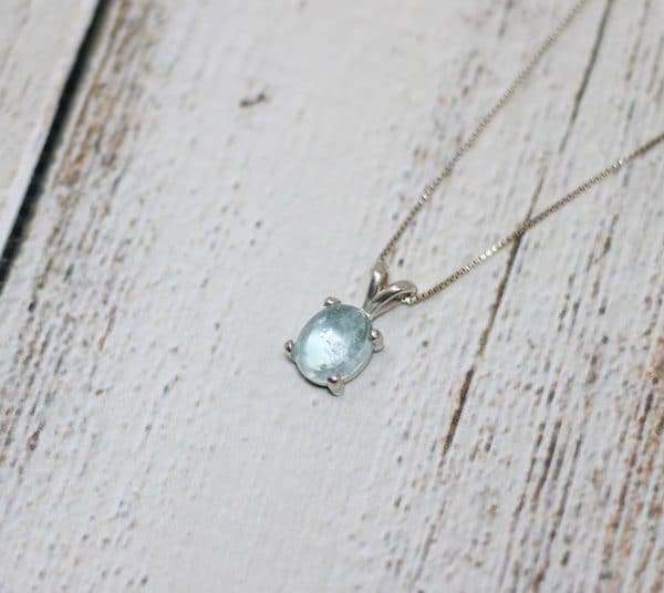 925 Silver Aquamarine Necklace | Dainty March Birthstone Necklace - Image 7