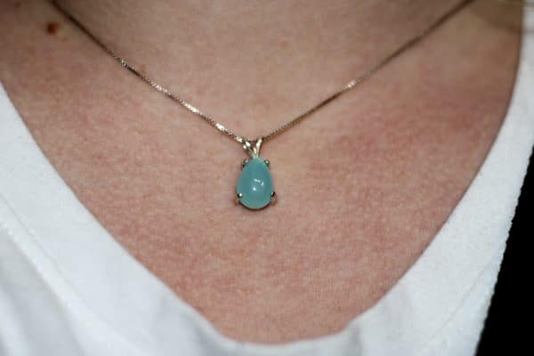 Tiny Aqua Blue Chalcedony Necklace |  March Birthstone Necklace - Image 3