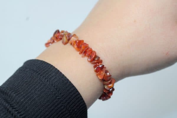 Crystal Carnelian Bracelet | Stretchy Beaded Chip Bracelet - Image 6
