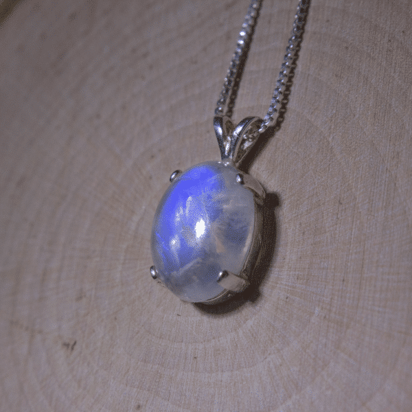 Simple Rainbow Moonstone Necklace | 925 Silver June Birthstone Necklace - Image 5