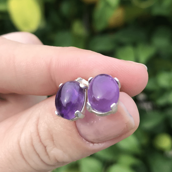 Amethyst Stud Earrings | Handmade February Birthstone Earrings