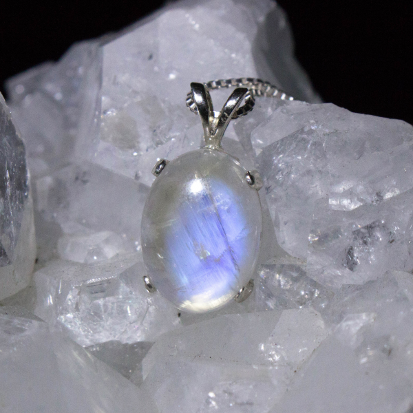 Simple Rainbow Moonstone Necklace | 925 Silver June Birthstone Necklace - Image 3
