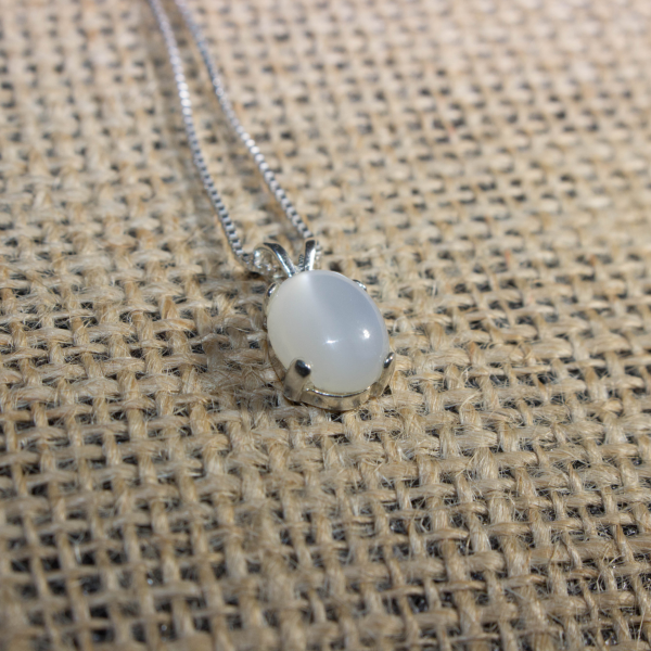 White Moonstone Necklace | Silver Moonstone Pendant - Image 4