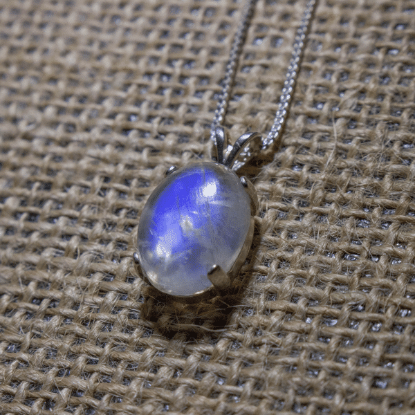 Simple Rainbow Moonstone Necklace | 925 Silver June Birthstone Necklace - Image 2