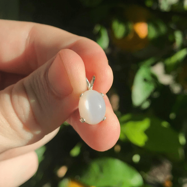 White Moonstone Necklace | Silver Moonstone Pendant - Image 2