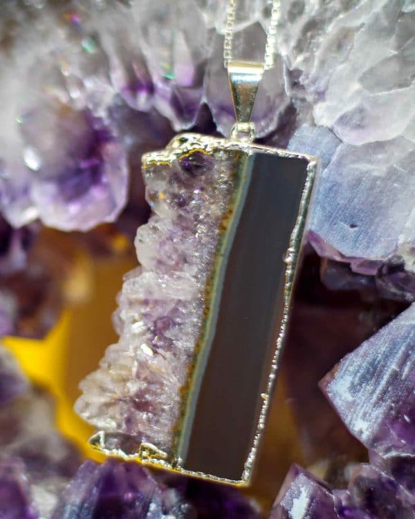Raw Amethyst Geode Necklace | Amethyst Slice Crystal Necklace - Image 7