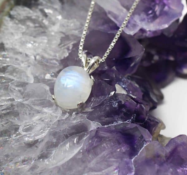 Dainty Rainbow Moonstone Necklace | Handmade 925 Silver Moonstone Pendant - Image 2