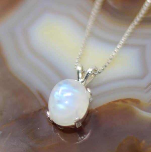 Dainty Rainbow Moonstone Necklace | Handmade 925 Silver Moonstone Pendant - Image 7