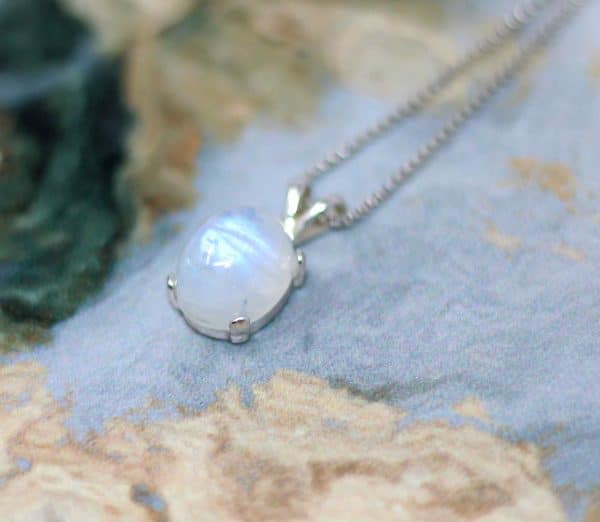Dainty Rainbow Moonstone Necklace | Handmade 925 Silver Moonstone Pendant - Image 5