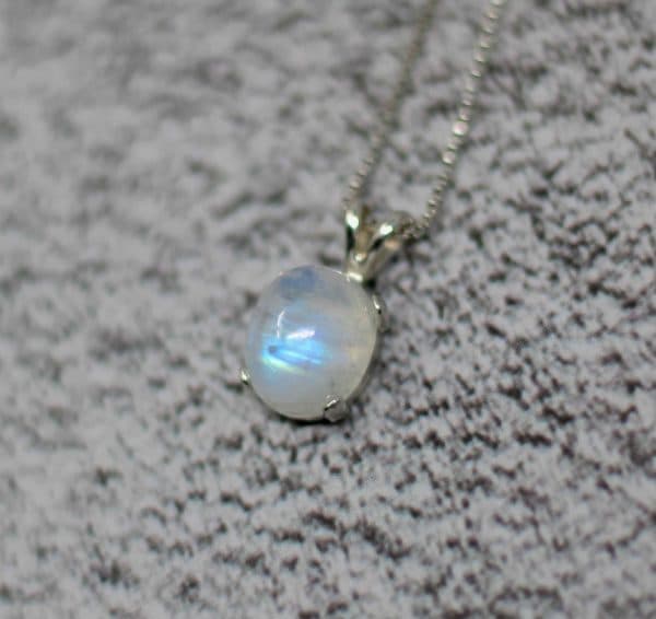 Dainty Rainbow Moonstone Necklace | Handmade 925 Silver Moonstone Pendant - Image 4