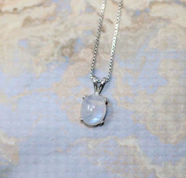 Dainty Rainbow Moonstone Necklace | Handmade 925 Silver Moonstone Pendant - Image 3