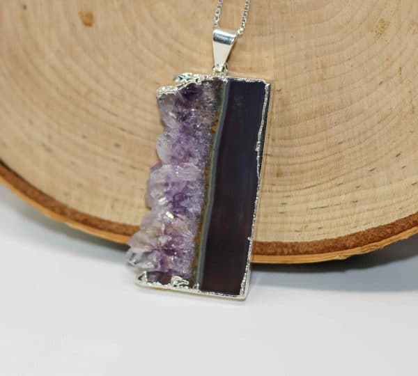 Raw Amethyst Geode Necklace | Amethyst Slice Crystal Necklace - Image 5