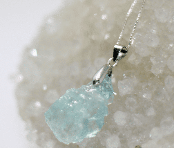 Raw Aquamarine Crystal Necklace | March Birthstone Necklace - Image 2