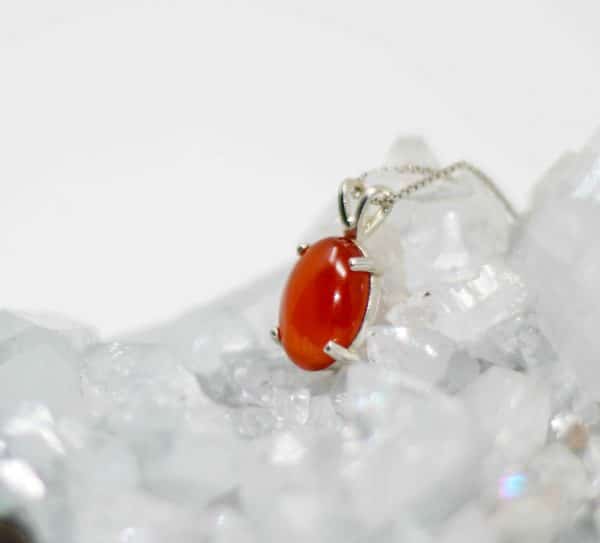 Orange Carnelian Gemstone Necklace | Silver Carnelian Stone Pendant - Image 5