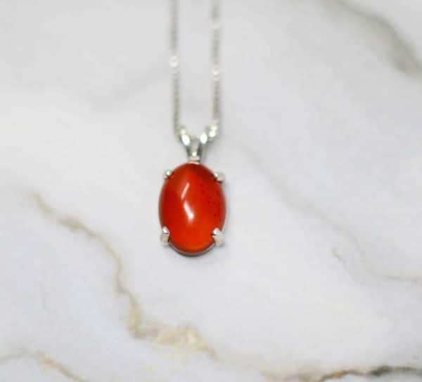 Orange Carnelian Gemstone Necklace | Silver Carnelian Stone Pendant - Image 2