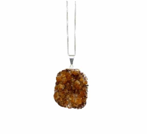 Citrine Crystal Druzy Necklace | November Birthstone Pendant - Image 3