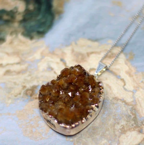 Citrine Crystal Druzy Necklace | November Birthstone Pendant - Image 2