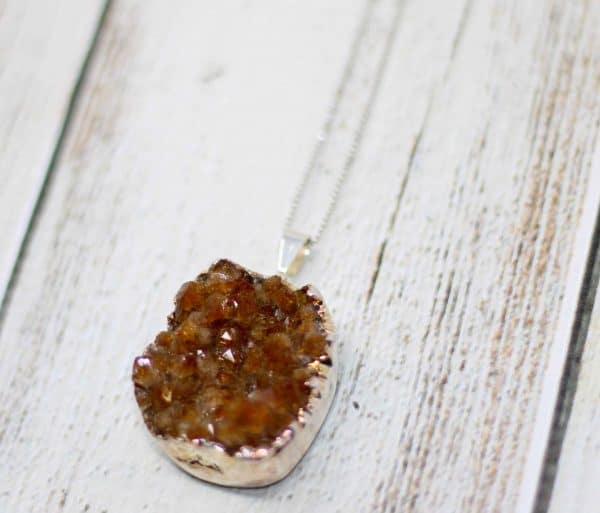 Citrine Crystal Druzy Necklace | November Birthstone Pendant - Image 6