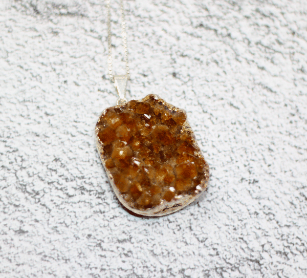 Citrine Crystal Druzy Necklace | November Birthstone Pendant - Image 5