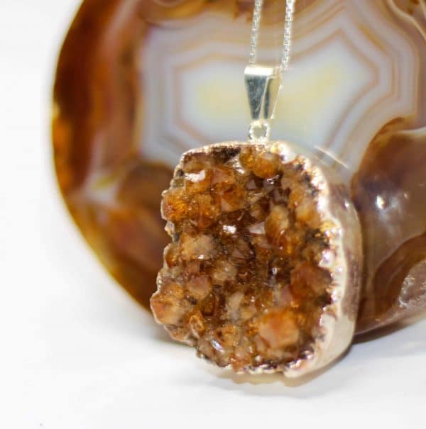 Citrine Crystal Druzy Necklace | November Birthstone Pendant - Image 4