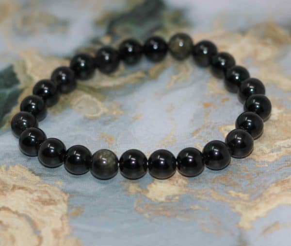 Gold Sheen Obsidian Bead Bracelet - Image 4