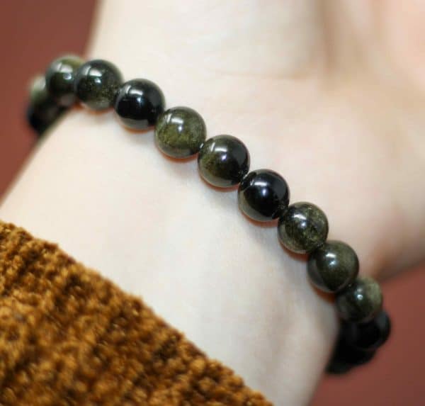 Gold Sheen Obsidian Bead Bracelet - Image 3