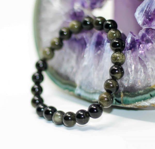Gold Sheen Obsidian Bead Bracelet - Image 8