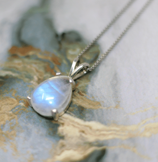 Handmade Rainbow Moonstone Necklace | June Birthstone Moonstone Pendant | Sterling Silver Gemstone Necklace - Image 5