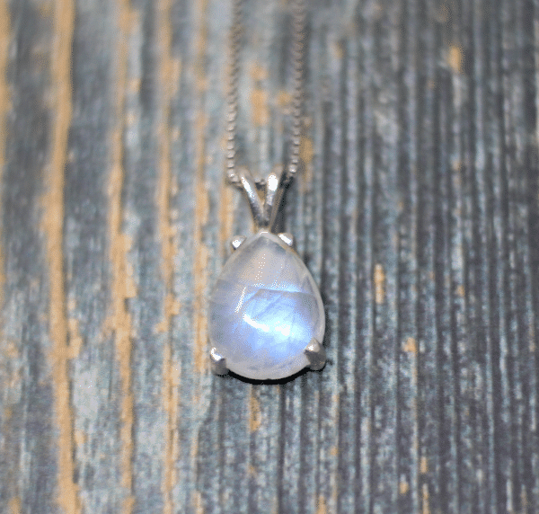 Handmade Rainbow Moonstone Necklace | June Birthstone Moonstone Pendant | Sterling Silver Gemstone Necklace - Image 2