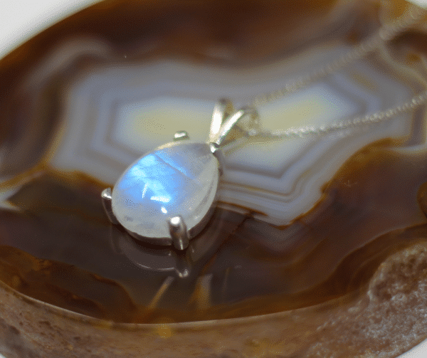 Handmade Rainbow Moonstone Necklace | June Birthstone Moonstone Pendant | Sterling Silver Gemstone Necklace - Image 3