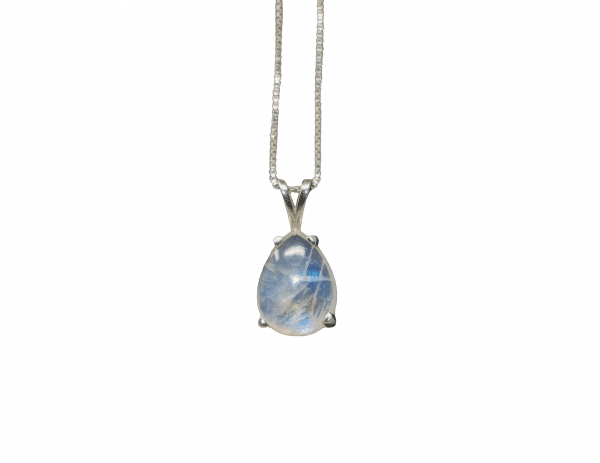 Handmade Rainbow Moonstone Necklace | June Birthstone Moonstone Pendant | Sterling Silver Gemstone Necklace - Image 4